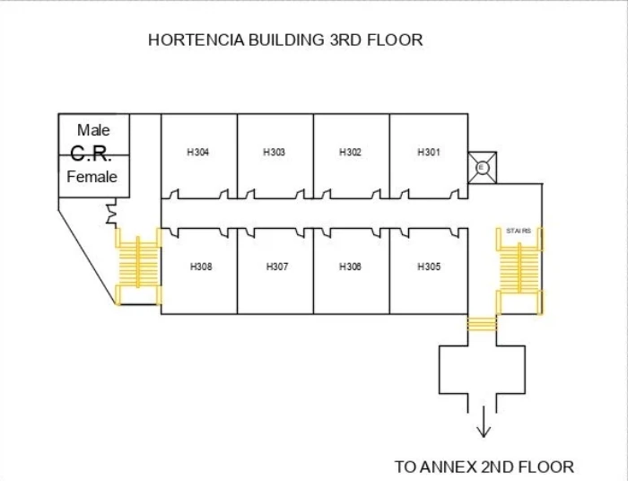 Floor plan for Rooms H301-308
