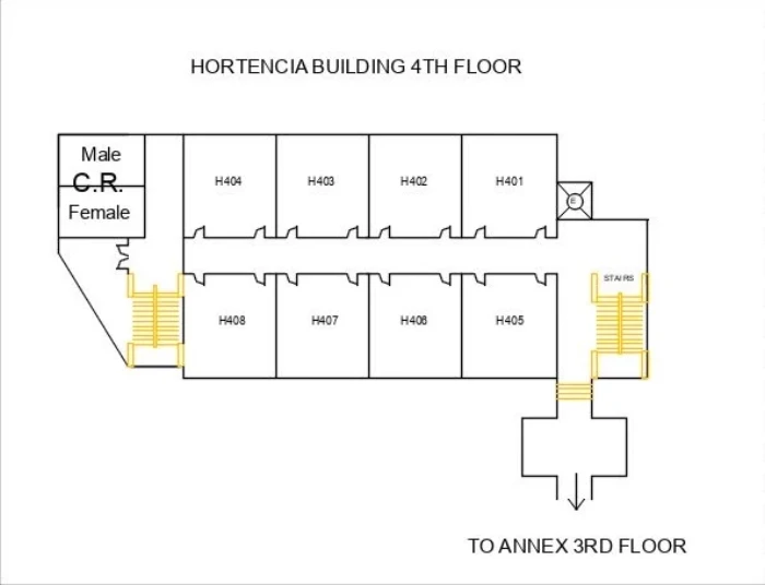 Floor plan for Rooms H401-408